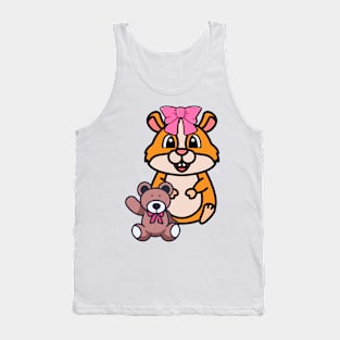 Funny Hamster is holding a teddy bear Tank Top